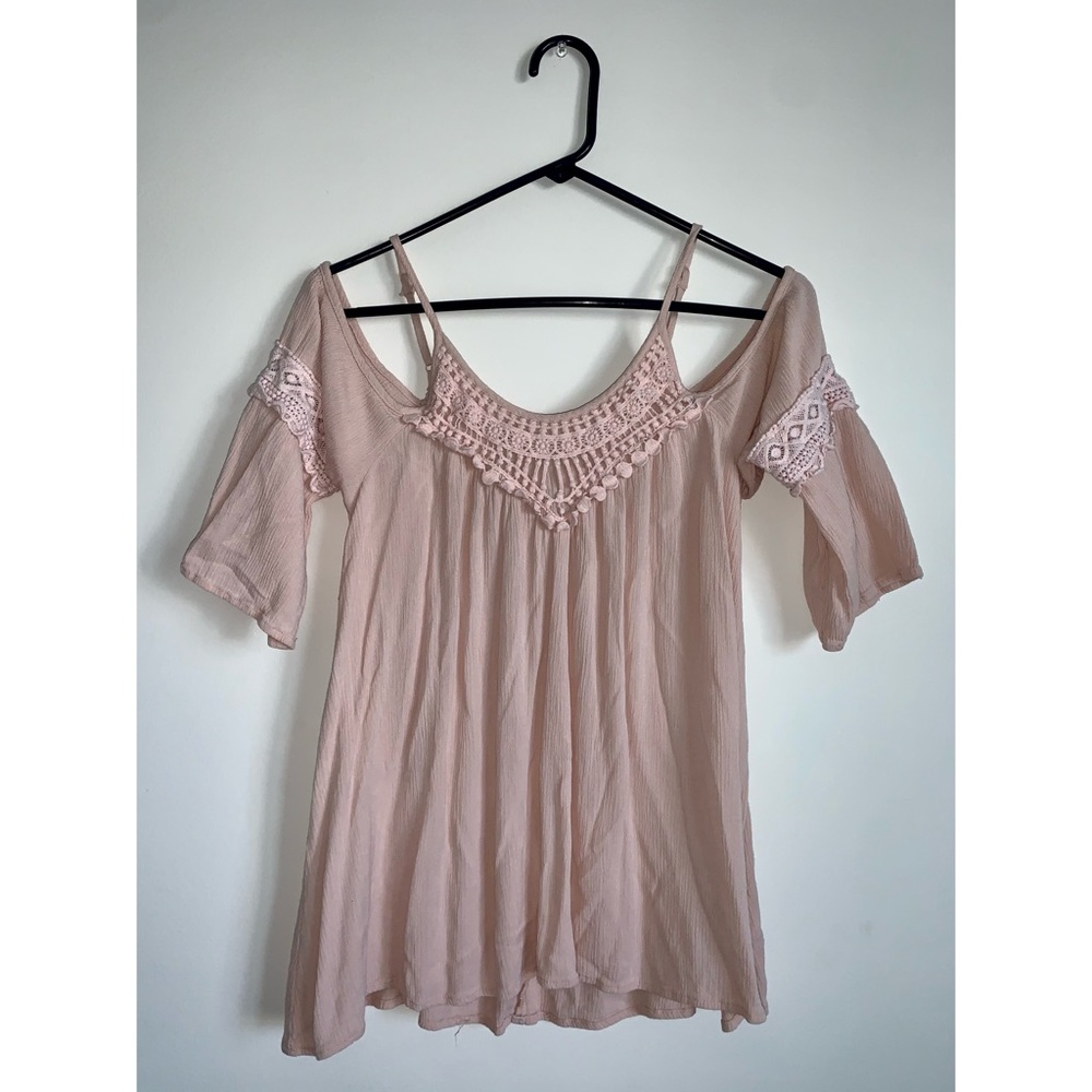 Pale Pink Off the Shoulder Flowy Top